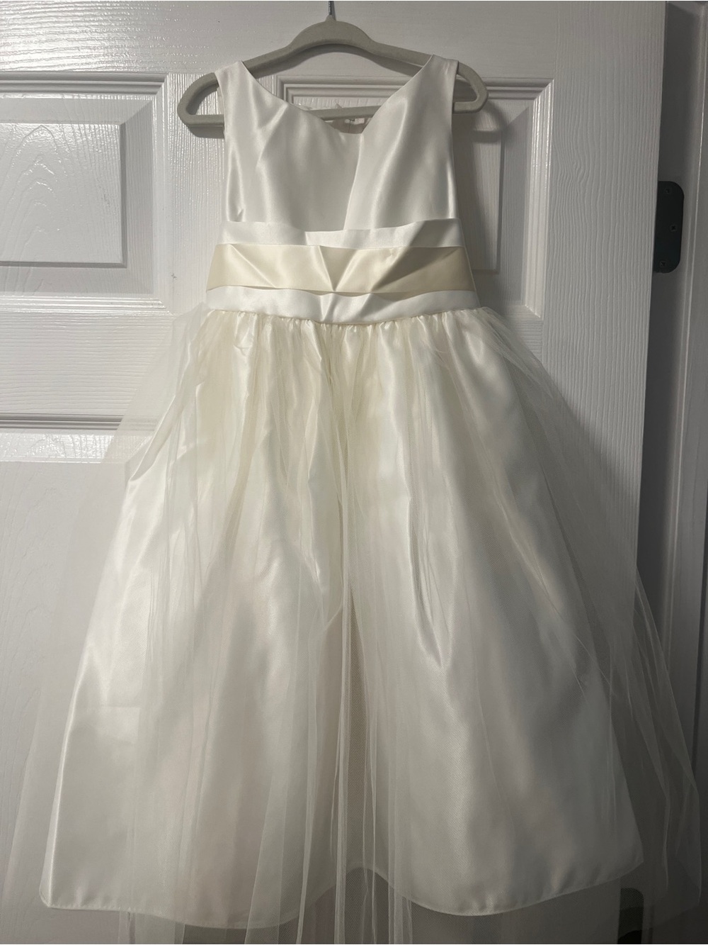 Ivory Satin & Tulle Flower Girl Dress